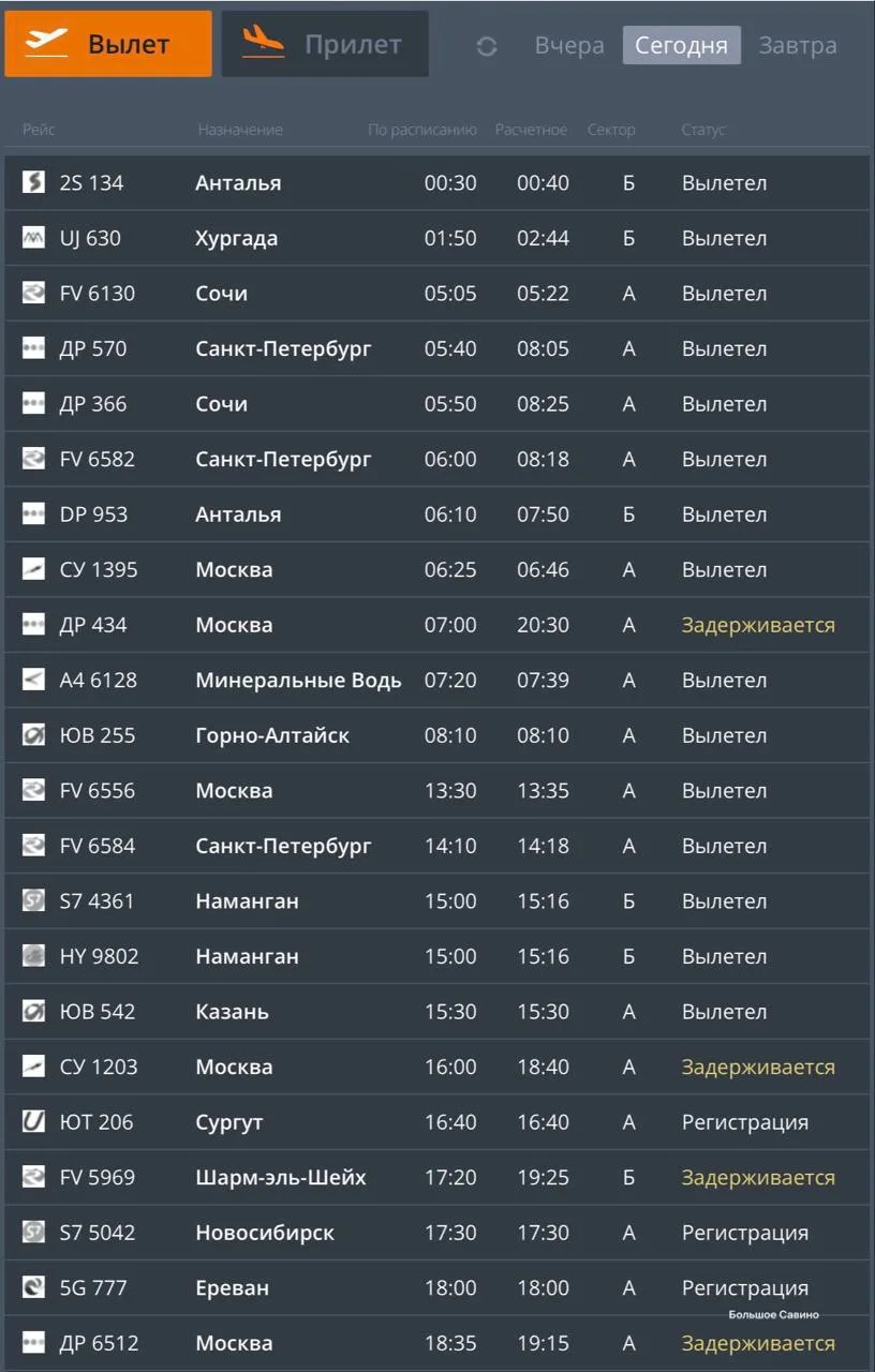 ✈️ Три рейса в Москву не вылетели вовремя из Большого Савино