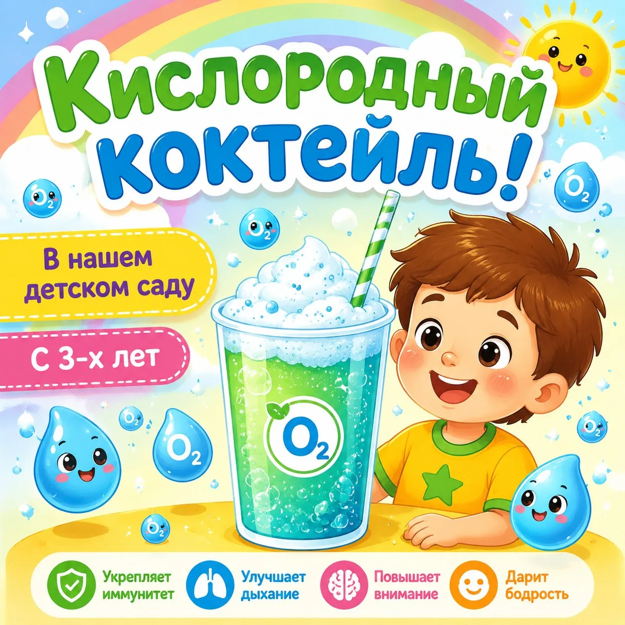 🥤 Кислородные коктейли в нашем детском саду!

Уважаемые родители, напоминаем — в нашем детском саду