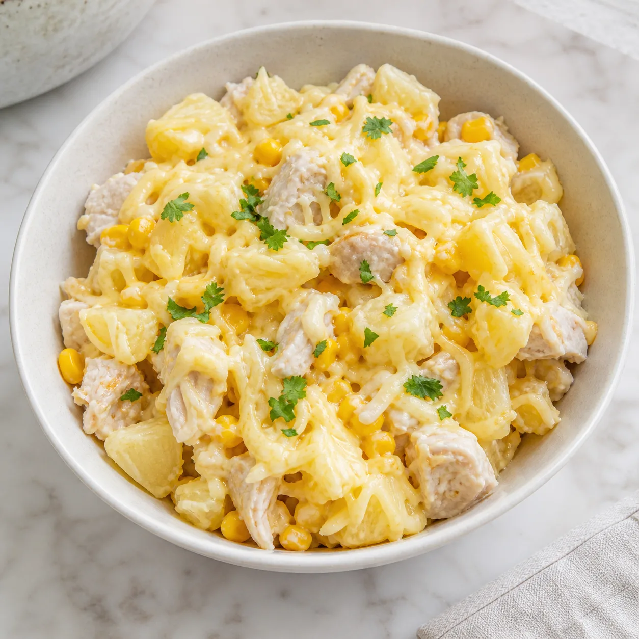 Курица с ананасом и сыром