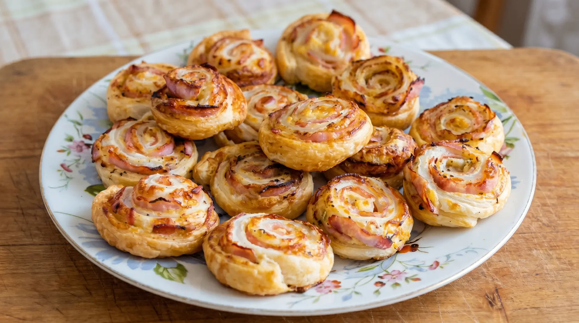 Слоёные завитки с ветчиной и сыром