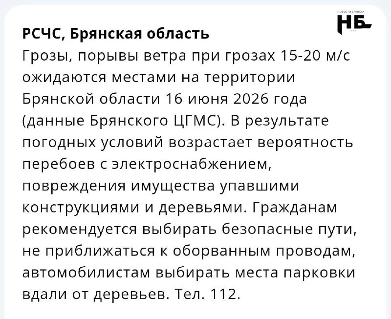 🌩 Грозы и сильный ветер надвигаются на Брянскую область

МЧС объявило предупреждение на завтра. По 