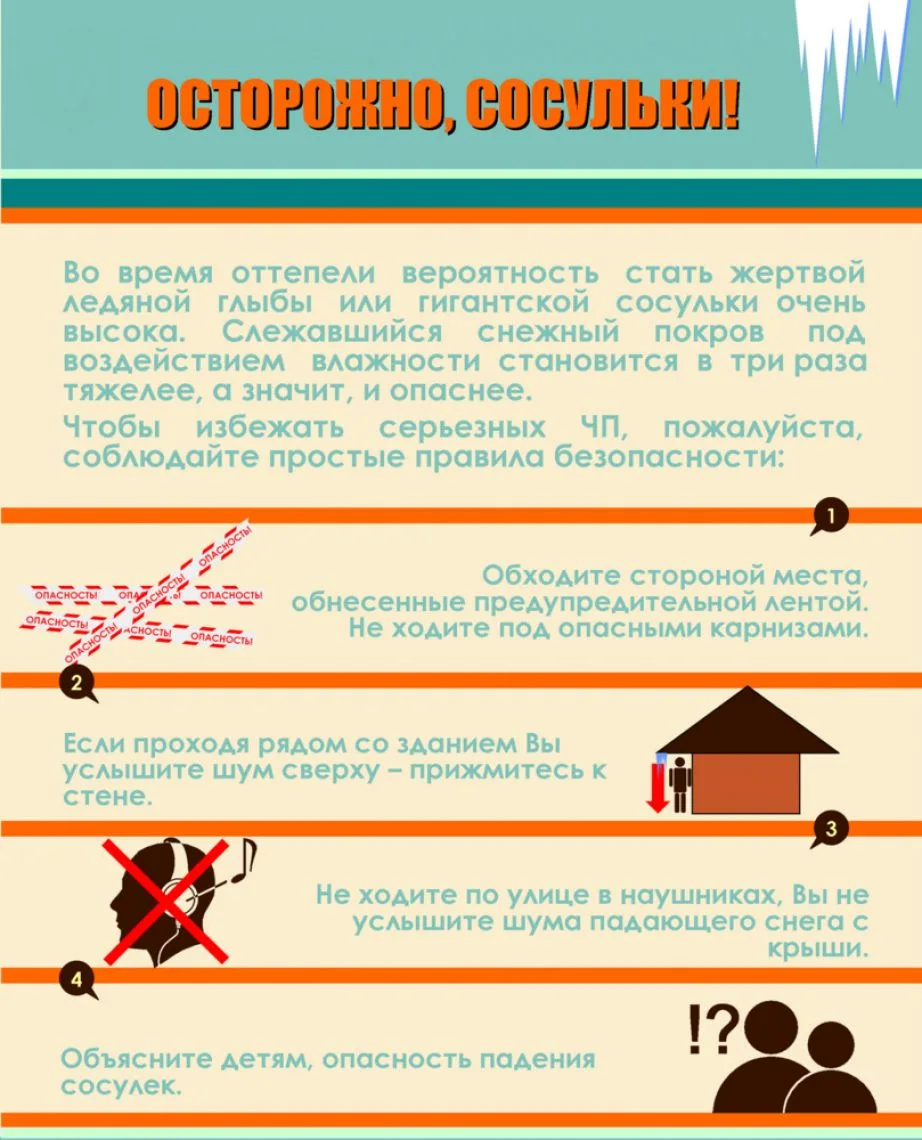 ⚠️ ВНИМАНИЕ: ВЕСНА ИДЁТ! Снег тает — появляются новые опасности. Напоминаем важные правила:  ❄️ СОСУ