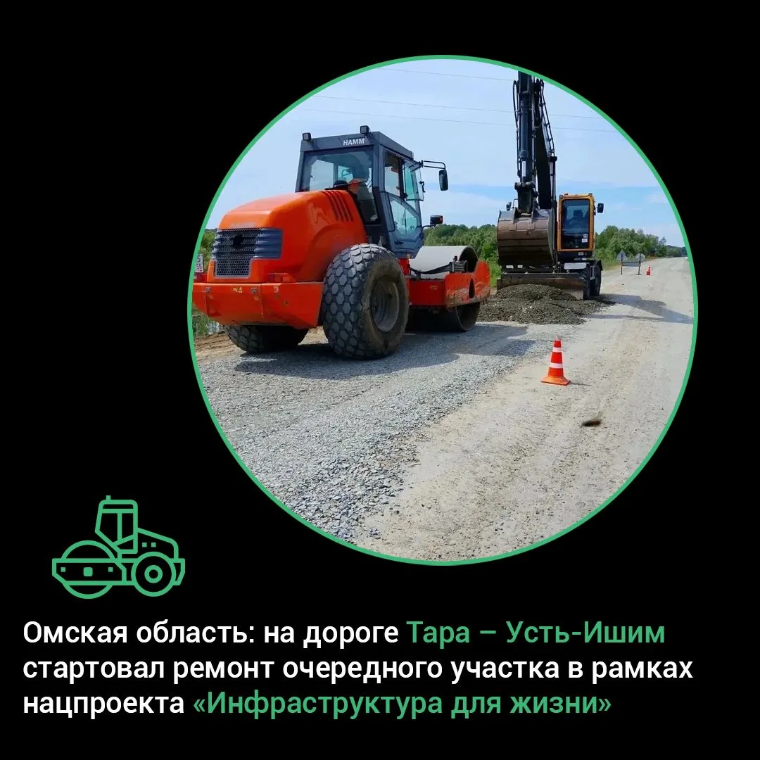 На дороге Тара – Усть-Ишим стартовал ремонт очередного участка в рамках нацпроекта «Инфраструктура д
