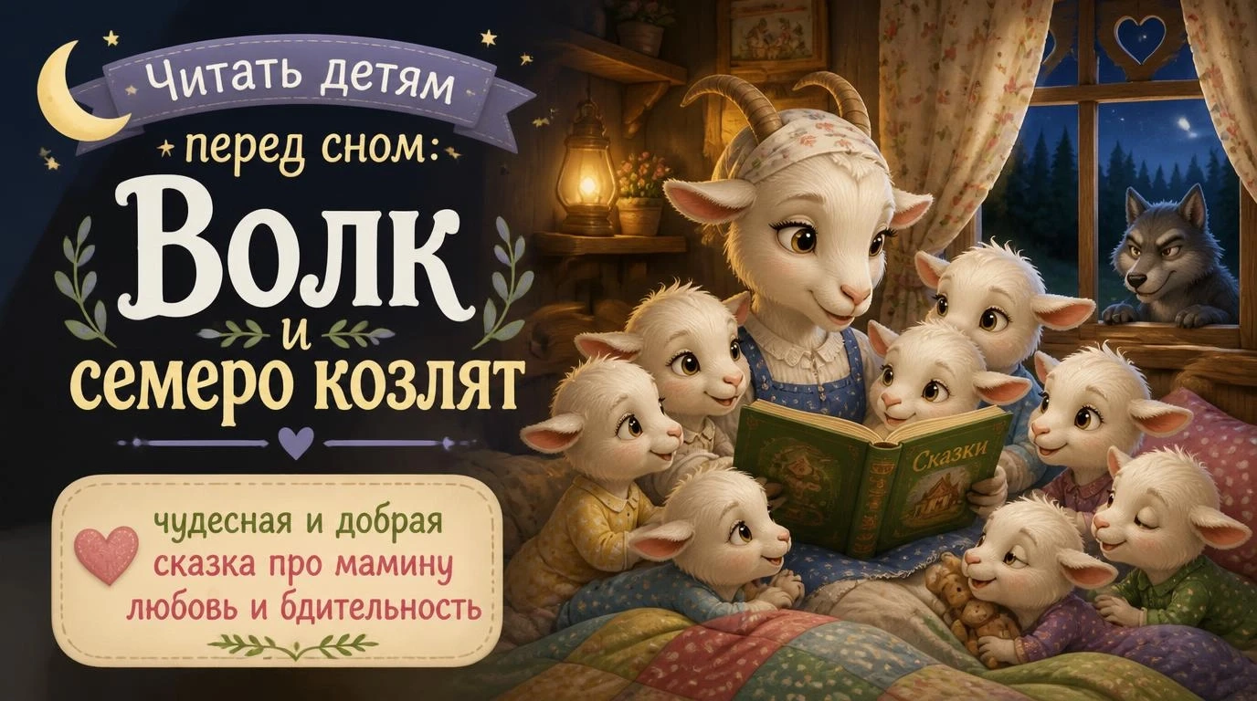Читать детям перед сном: Волк и семеро козлят — чудесная и добрая сказка про мамину люб...