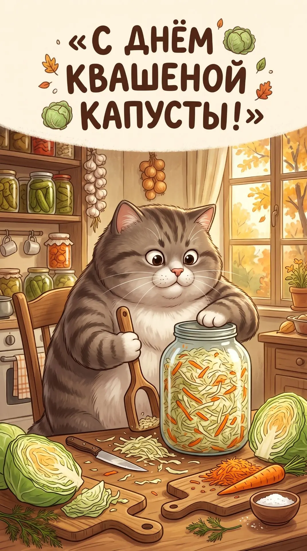 С Днём квашеной капусты! Пусть в доме всегда будет тепло и вкусно, а жизнь — хрустящей ...