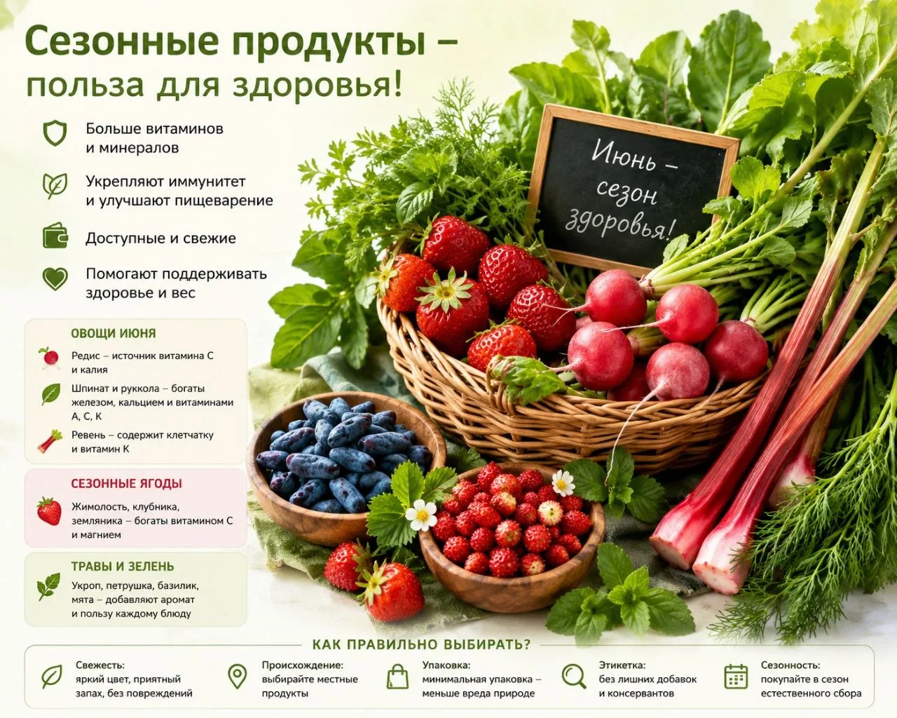 Сезонные продукты: польза для здоровья

Сезонные овощи, фрукты и ягоды содержат максимум полезных ве