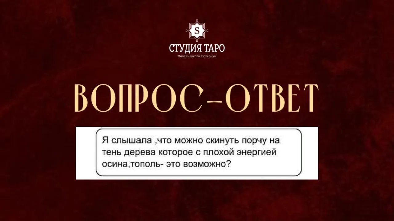Вопрос от подписчика: я слышала ,что можно скинуть порчу на тень дерева которое с плохо...