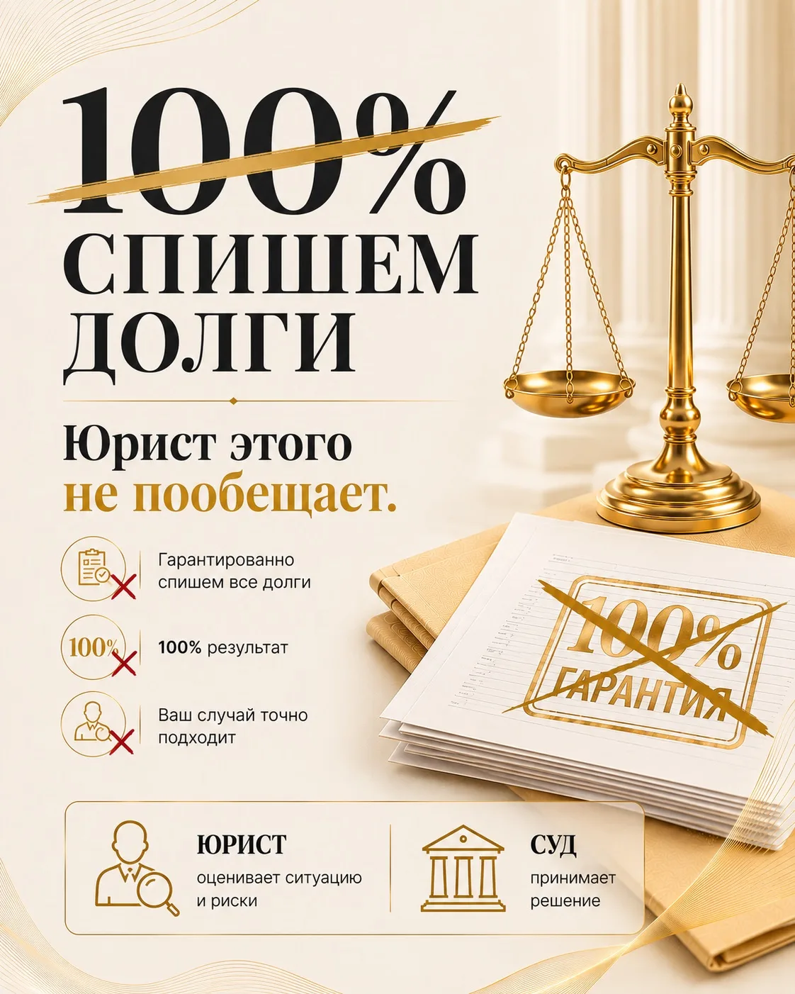 ⚠️ «100% спишем долги». Почему честный юрист вам этого НЕ пообещает?