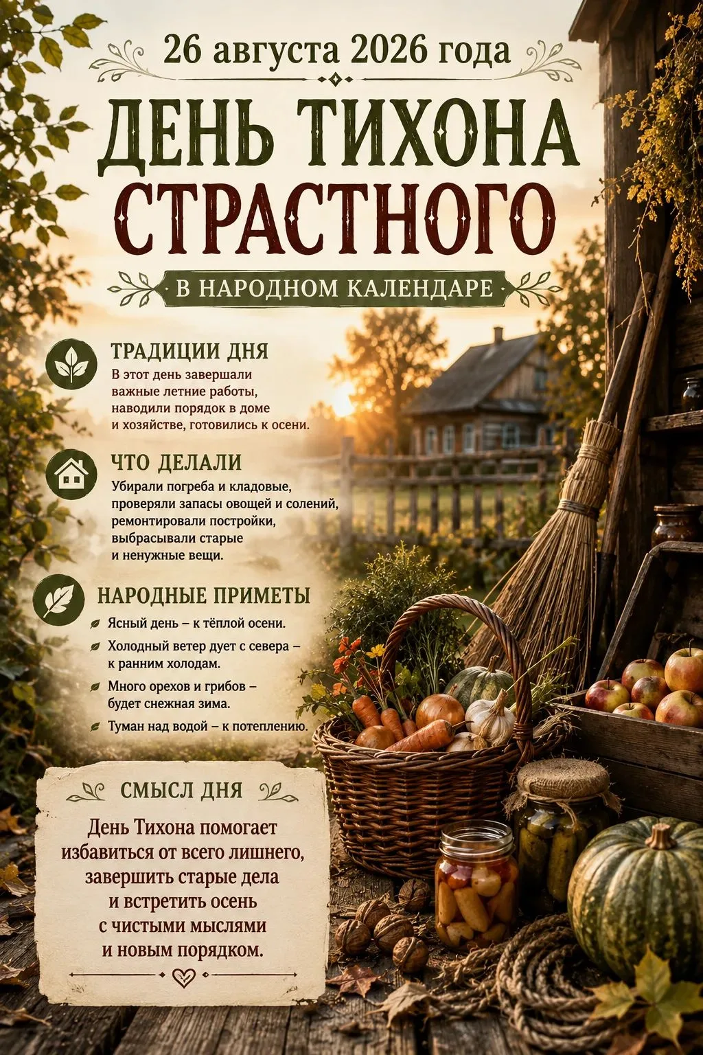 🌿 26 августа — Тихон Страстной