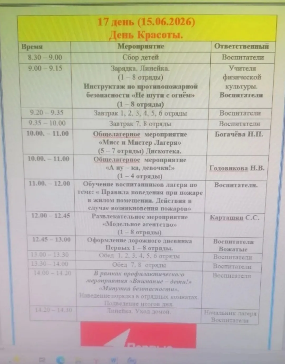 15 июня 2026 г минутка пожарной безопасности прошла в лагере "ШИК" смена "Если вы есть ...
