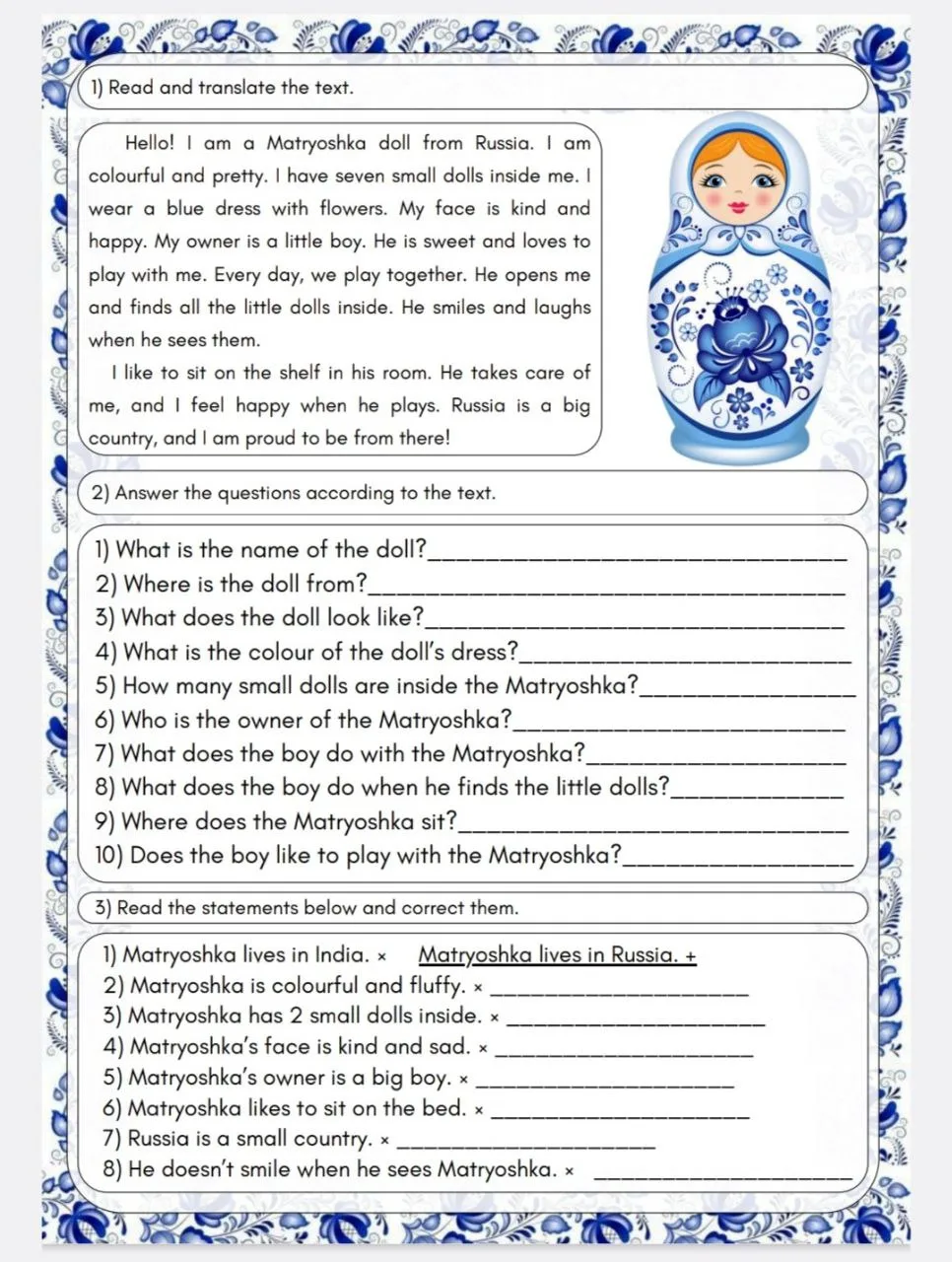 ❤ MATRYOSHKA READING A0-A1    ❤️ Забрать бесплатно можно здесь     📚📚📚Бесплатная библиотека УМК здес