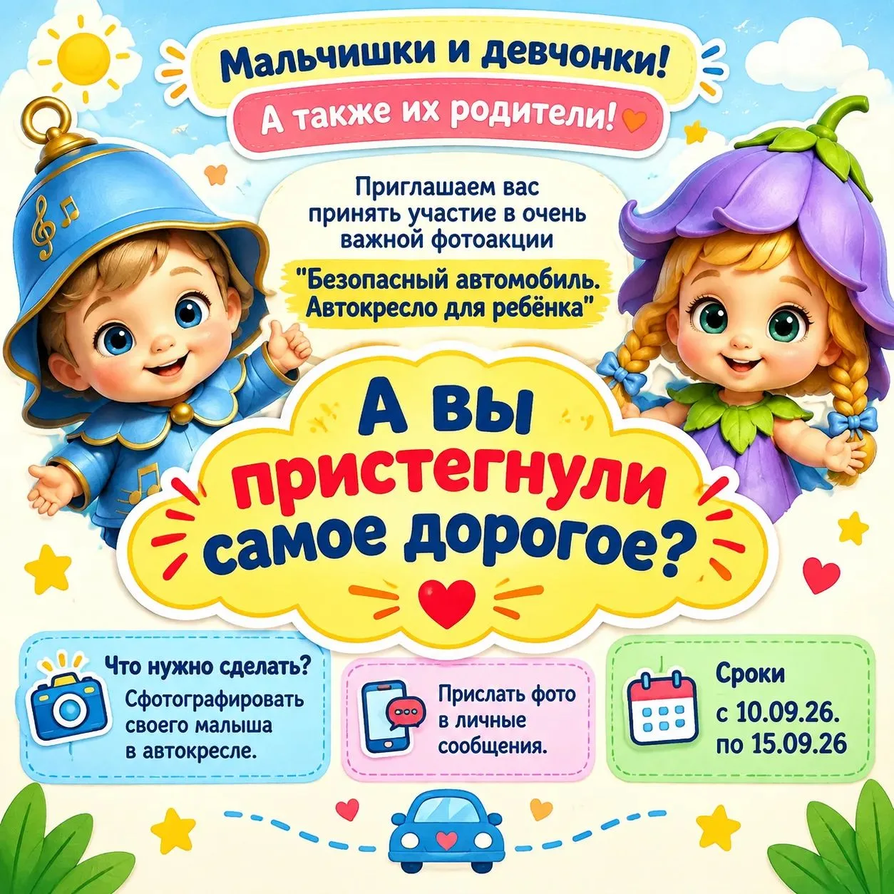 В группе раннего возраста прошла важная фотоакция «Ребёнок в автокресле» — благодарим в...