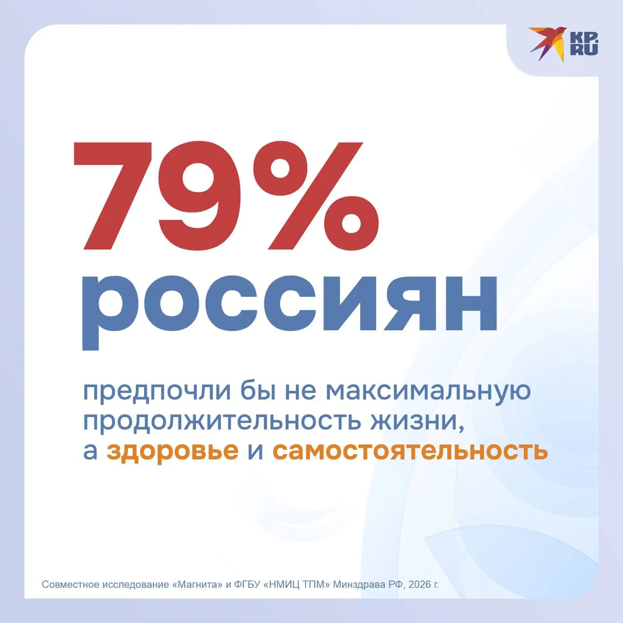 Долголетие не является самоцелью для россиян без сохранения качества жизни