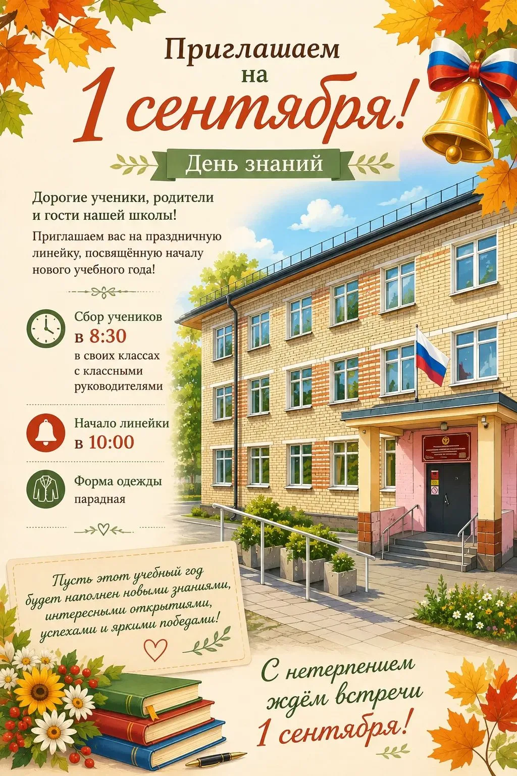 📚📖Уважаемые родители и ученики! Приглашаем вас на торжественную линейку, посвященную ...
