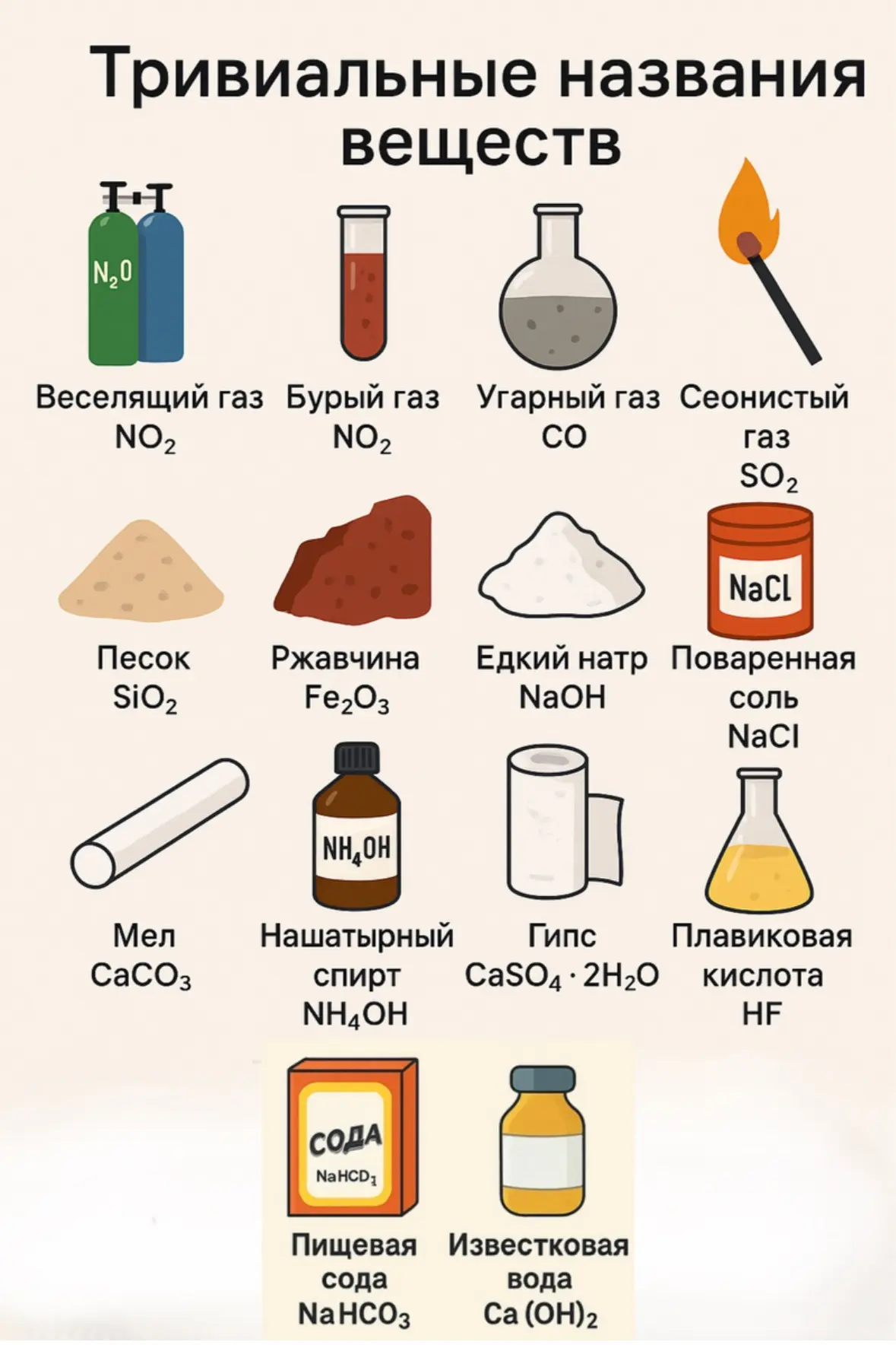 🧪 ХИМИЯ ДЛЯ ОГЭ/ЕГЭ: ТРИВИАЛЬНЫЕ НАЗВАНИЯ 🧪