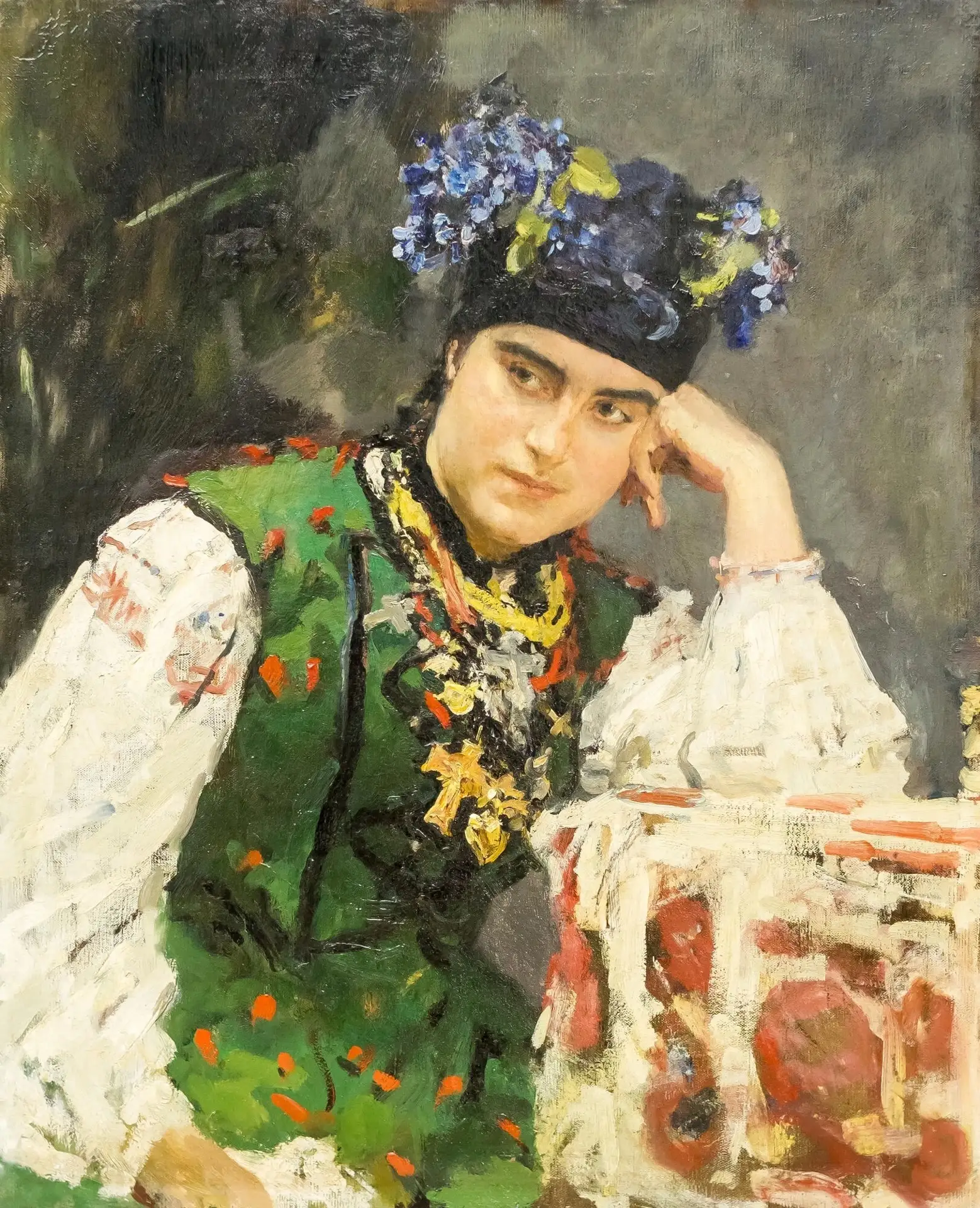 Илья Репин написал портрет Драгомировой в 1889 году. При этом плечом к плечу с ним работал его учени