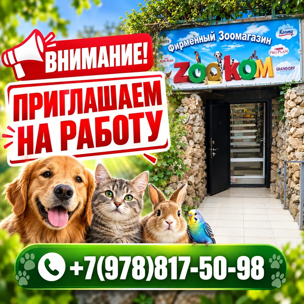 В команду ZOOKOM требуется любовь к животным! 🐹🐟🐀