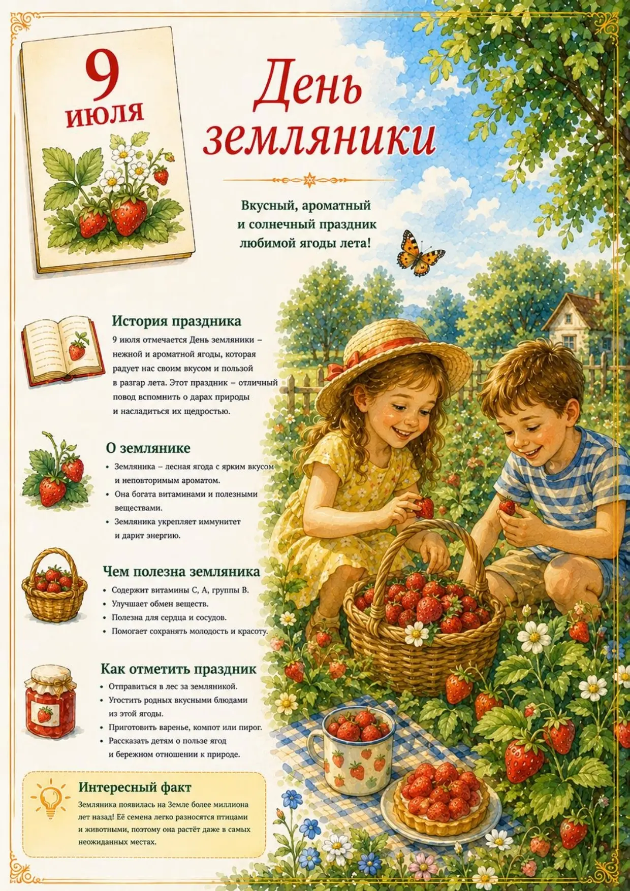 День земляники: время лесных сладостей и летних чудес!

В народном календаре 9 июля известен как Ден