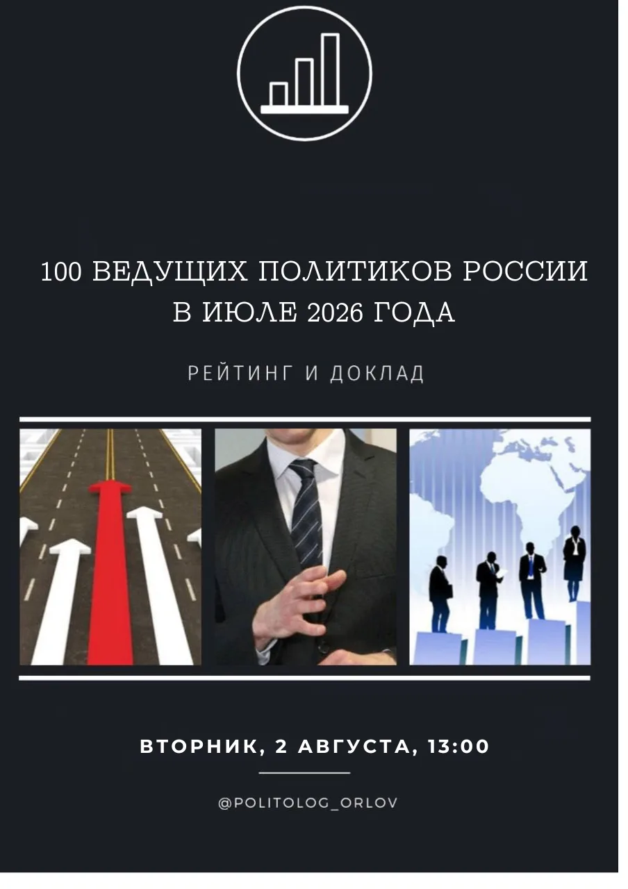 100 ведущих политиков России в июле 2026 года