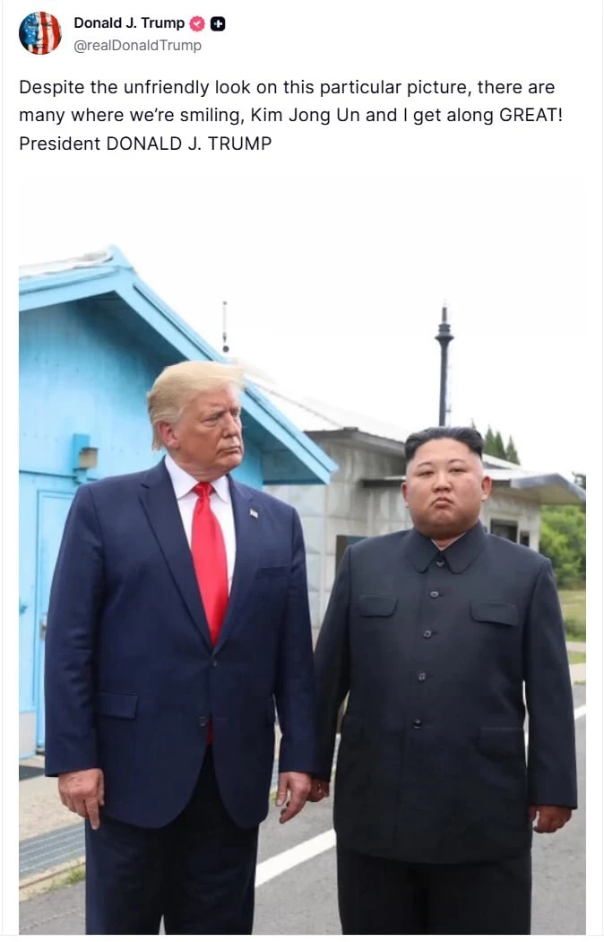 🇺🇸🇰🇵 Трамп: "Несмотря на недружелюбный вид на этой конкретной фотографии, есть мног...