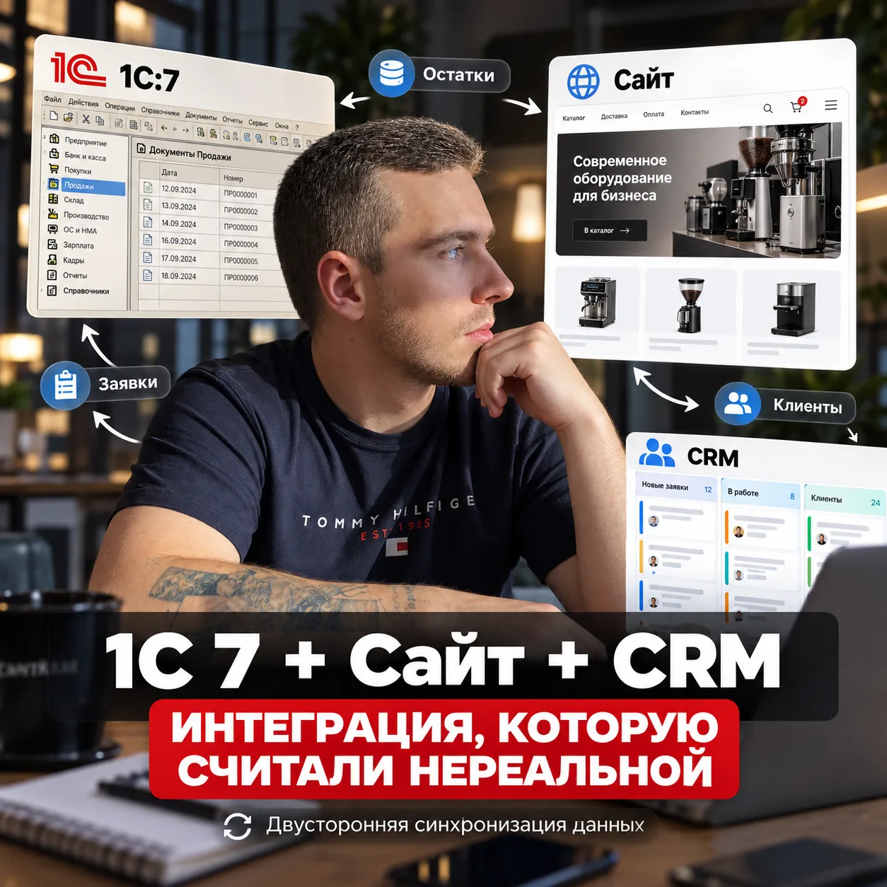 Интеграцию 1С 7, сайта и CRM несколько раз называли невозможной или слишком дорогой.