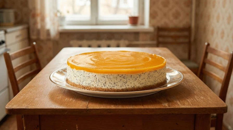 Нежный и ароматный чизкейк с маком и манго — Лёгкий, воздушный чизкейк без выпечки с маком и манговы