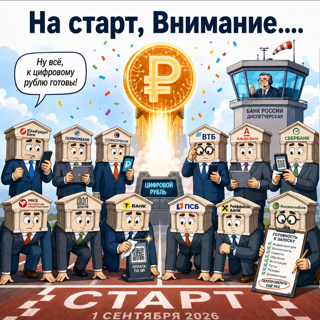 Все 12 системно значимых банков России готовы к запуску цифрового рубля с 1 сентября 20...