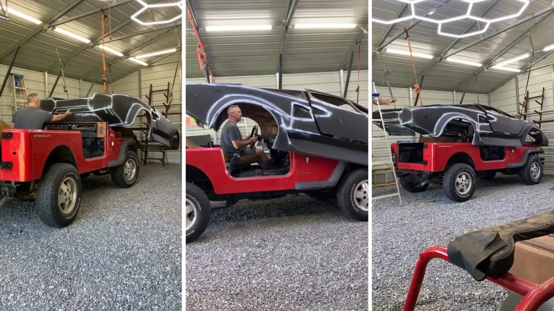 🚘 Инженер объединил Jeep Wrangler и суперкар Lamborghini в странном внедорожнике