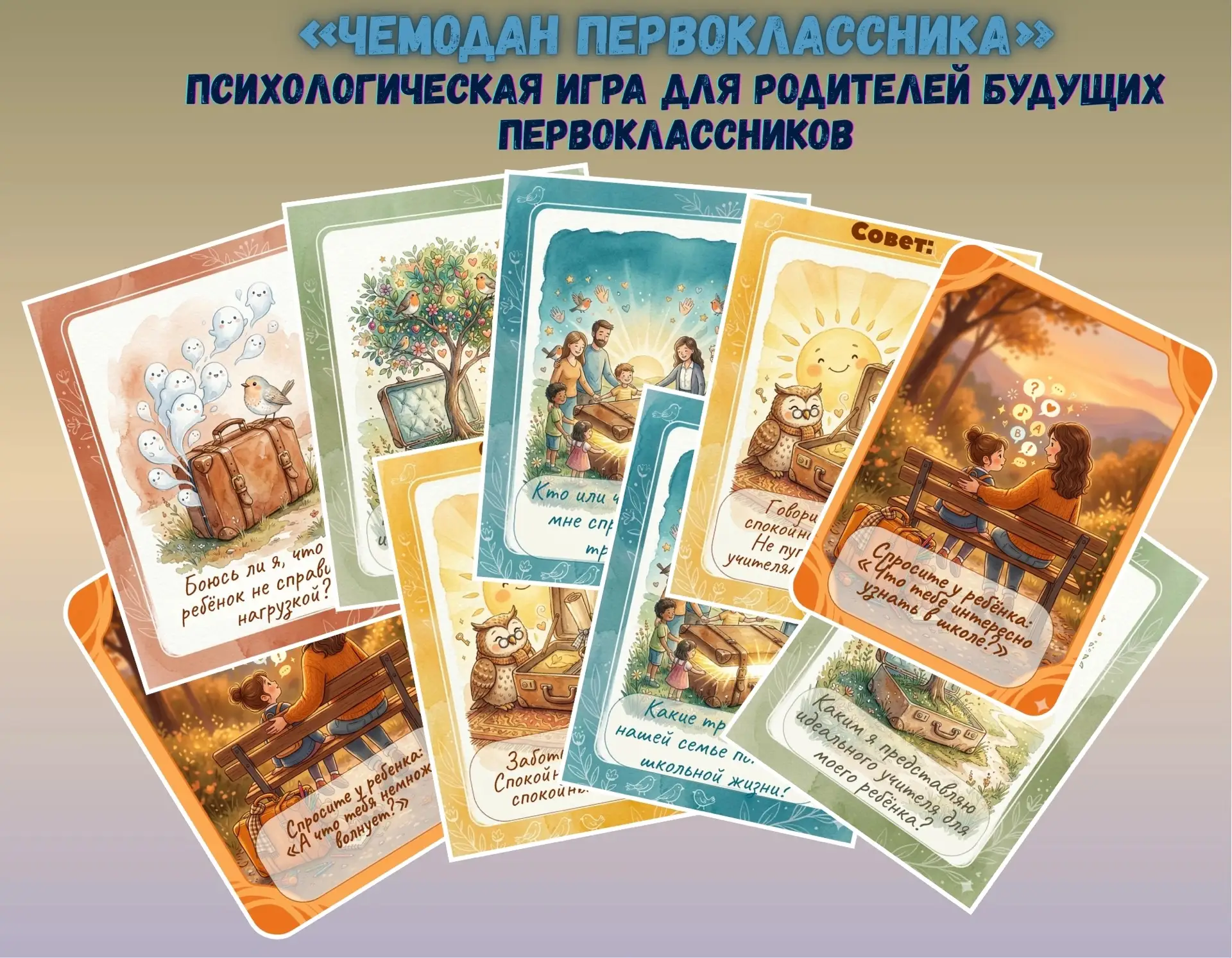 Карточки для психологической работы с родителями будущих первоклассников + сценарий родительского со