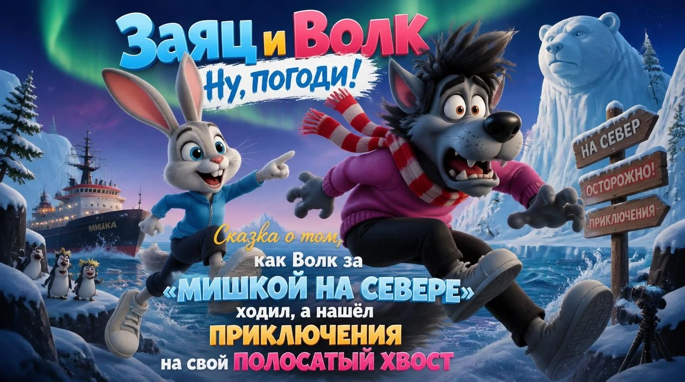 Сказка о том, как волк за «Мишкой на Севере ходил», а нашел приключения на свой полосат...