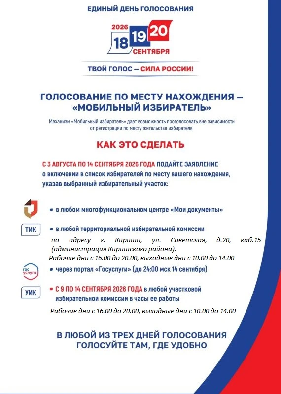 «Мобильный избиратель» — это удобно!

Механизм «Мобильный избиратель» традиционно дает возможность п