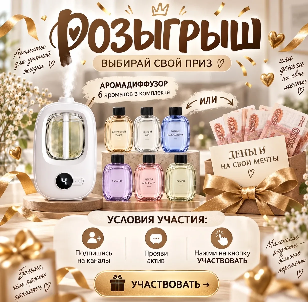 🎉ДАРИМ АРОМАДИФФУЗОР ИЛИ ДЕНЬГИ💛