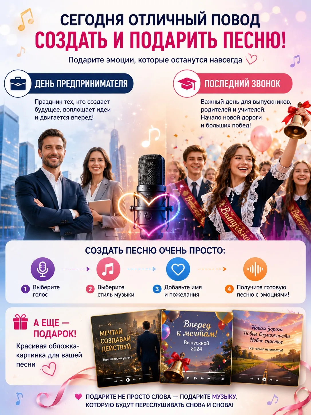 🎶 Сегодня отличный повод создать и подарить песню 👉 СОЗДАТЬ ПЕСНЮ
