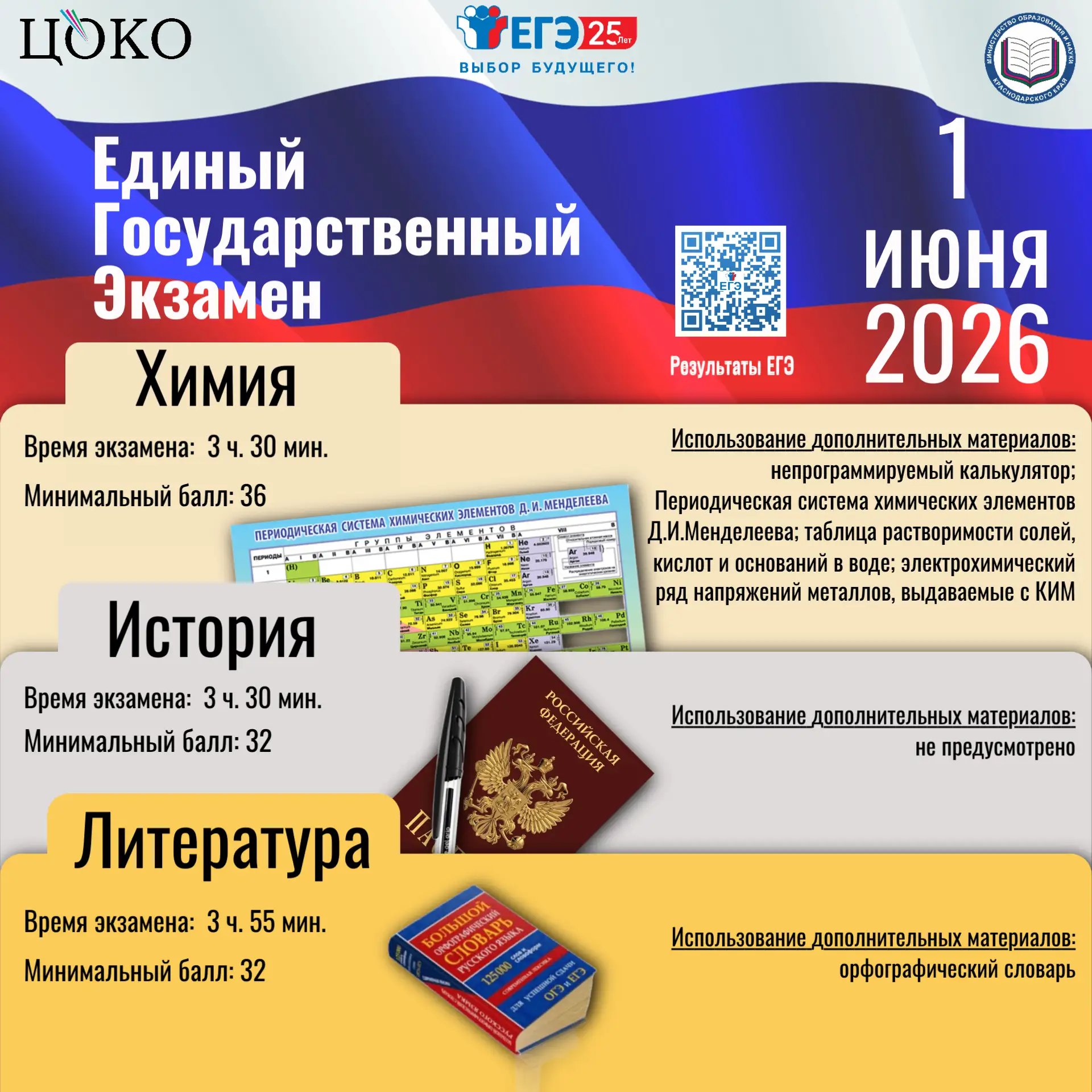 ⚡ Сегодня, 1 июня, старт основного периода экзаменационной кампании ЕГЭ-2026.