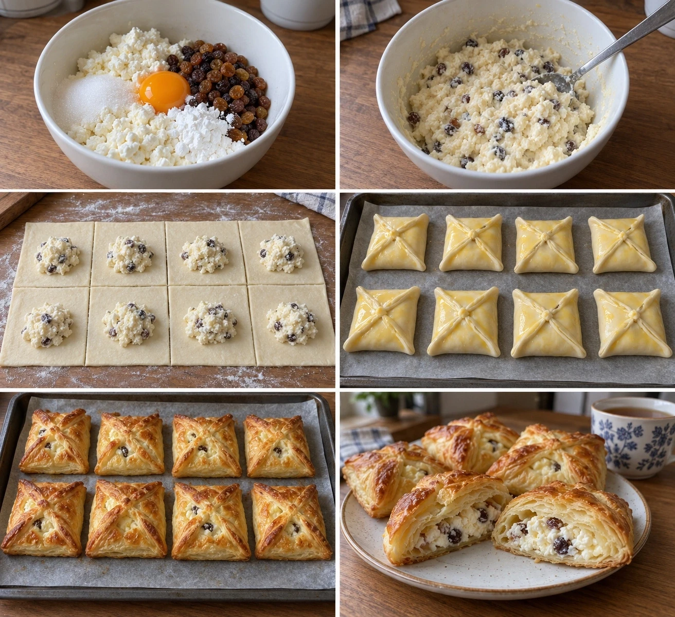🥐 СЛОЙКИ С ТВОРОГОМ — ХРУСТЯЩИЕ СНАРУЖИ, НЕЖНЫЕ ВНУТРИ