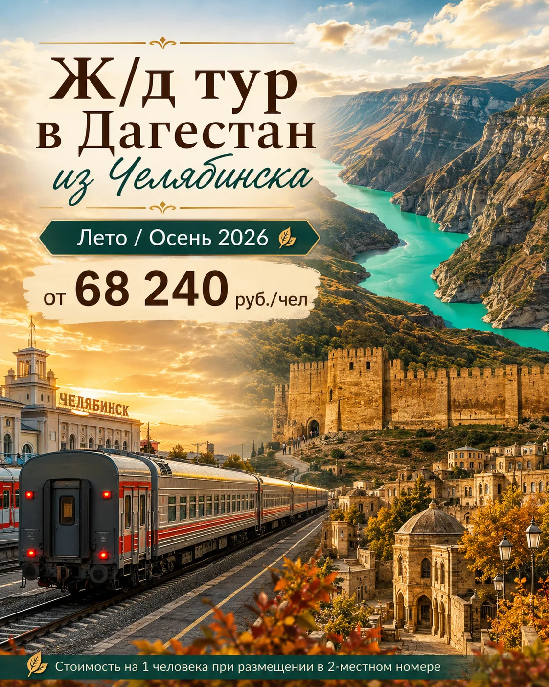 🍂Приглашаем вас в большое железнодорожное путешествие из Челябинска в удивительный Даг...