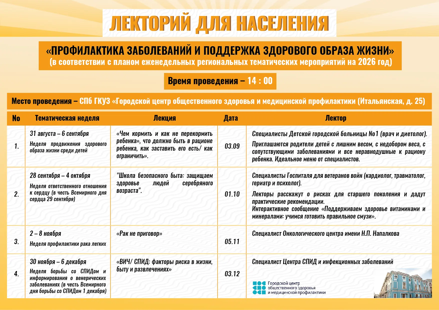Лекторий для населения "Профилактика заболеваний и поддержка здорового образа жизни"