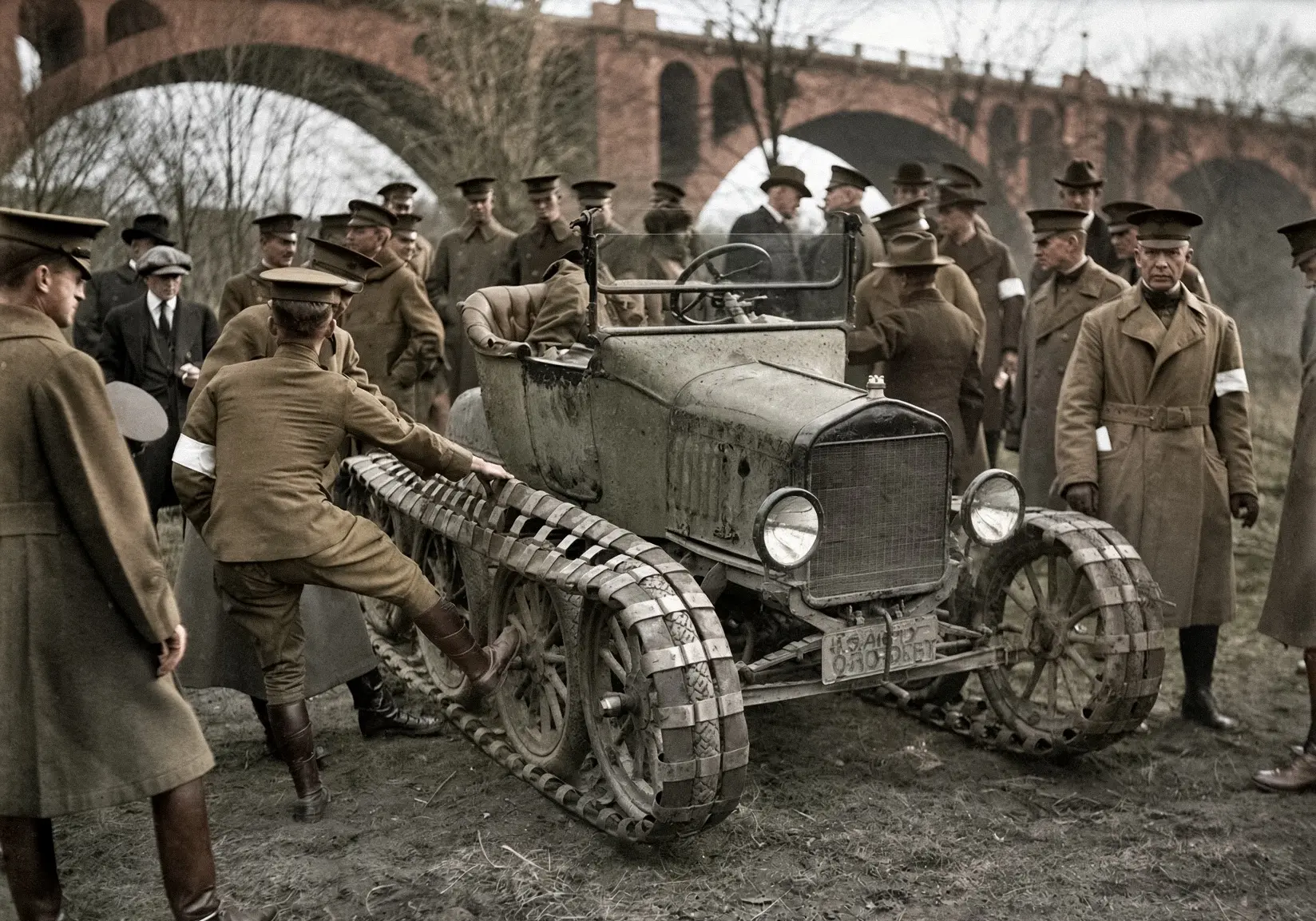 Испытания необычной разведывательной машины Ford Reconnoitring Car (модифицированного F...