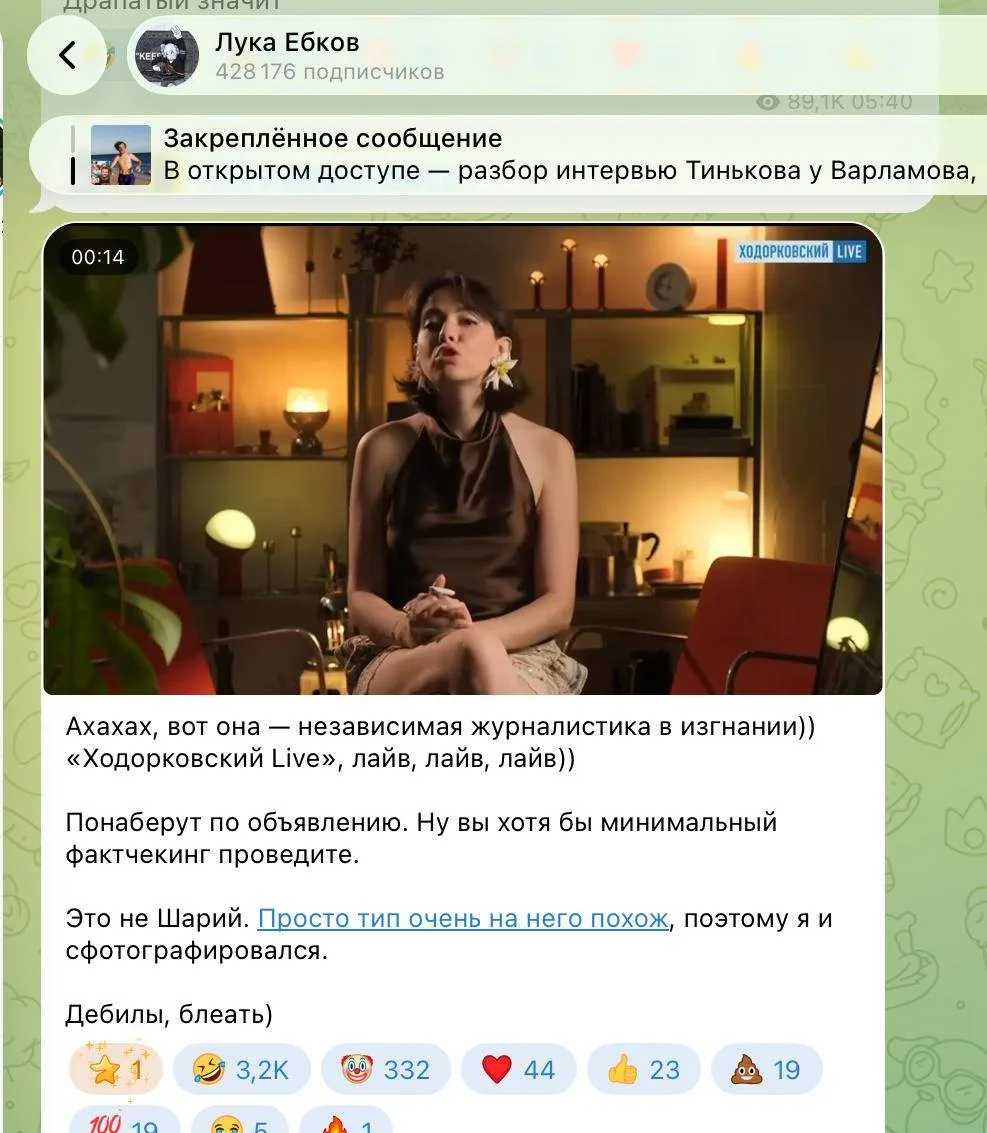 Занимательно, что Ходорковский подписан на мои каналы. И молчит как мышонок. Наверное з...