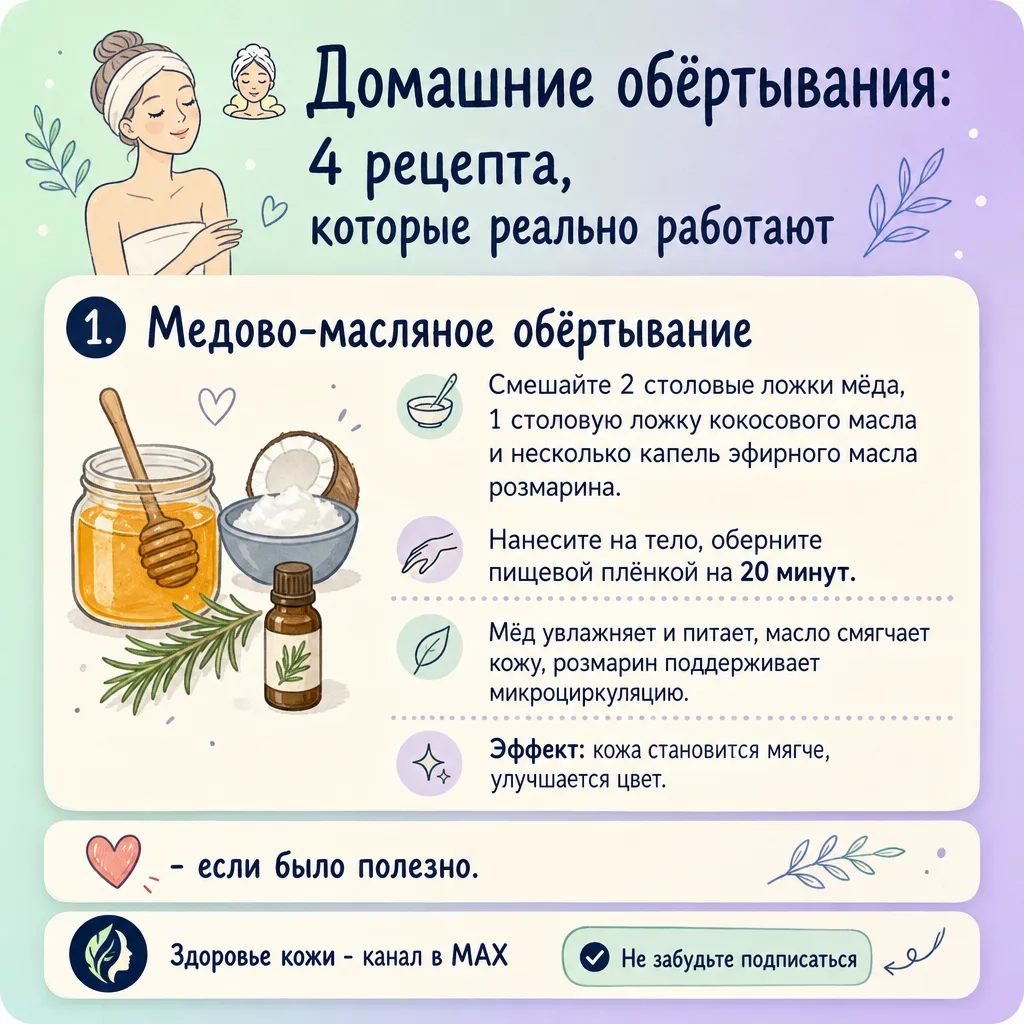 🧖‍♀️ Домашние обёртывания: 4 рецепта, которые реально работают