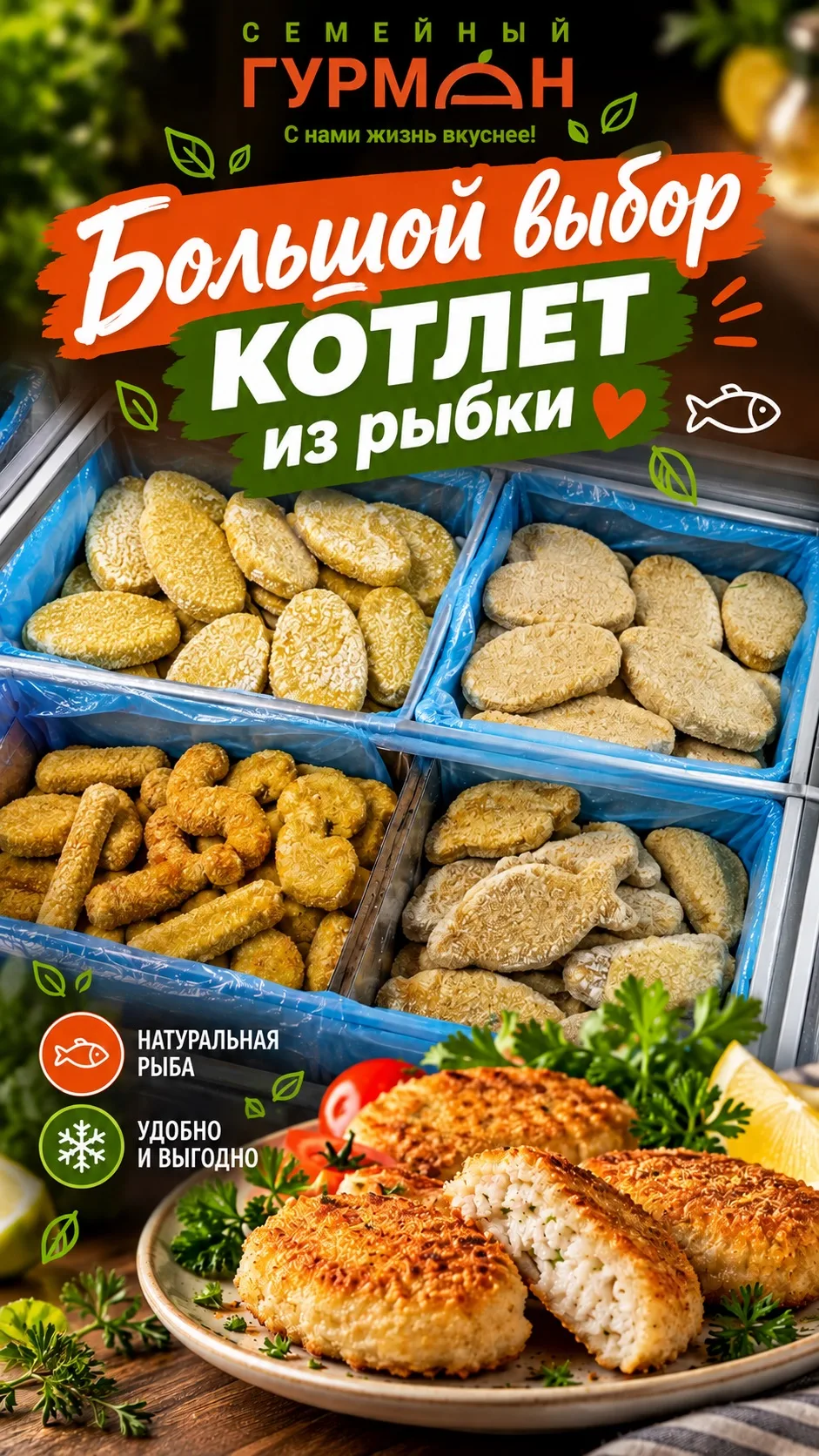 🐟 Большой выбор котлет из рыбки — выбирайте на свой вкус!