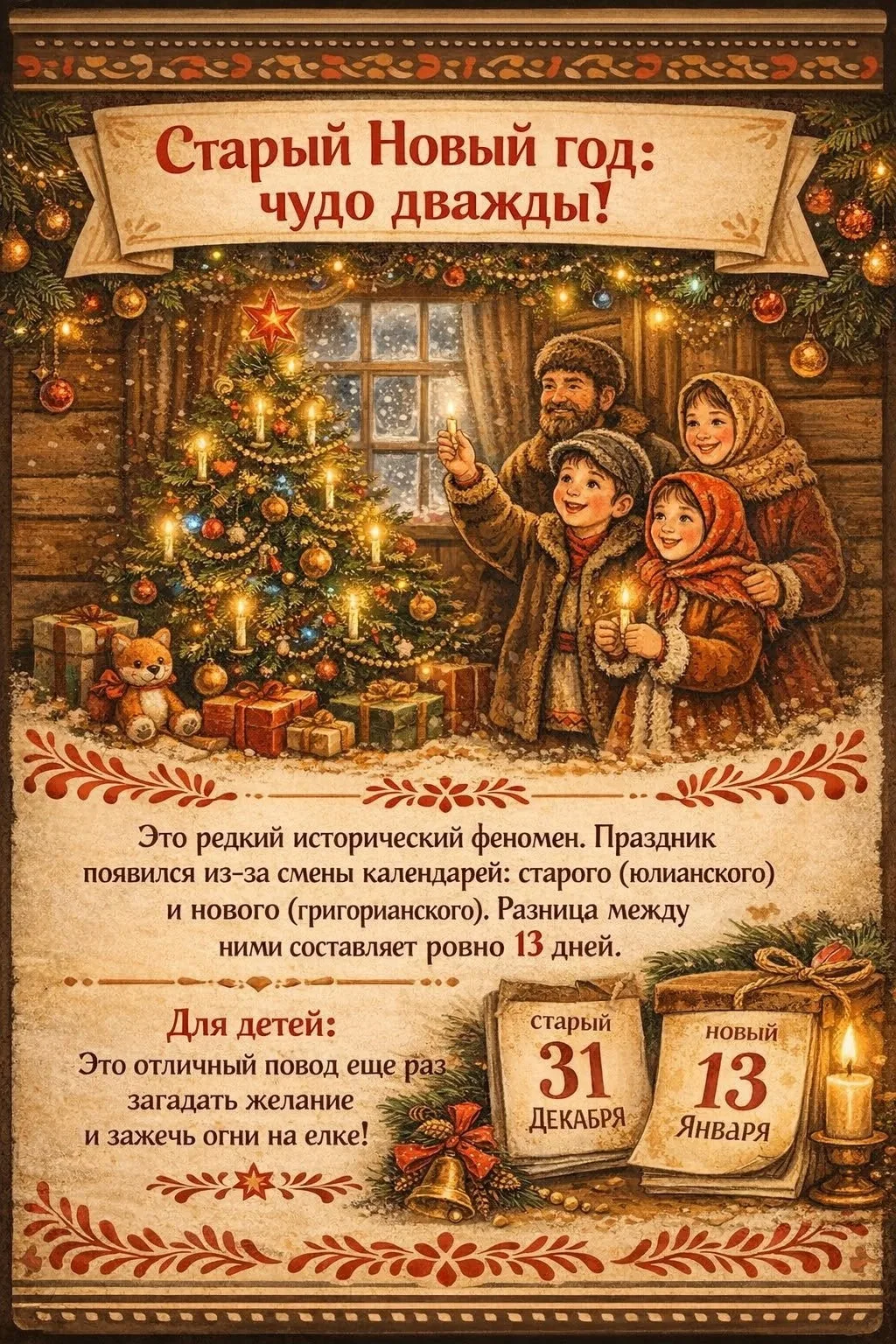 В этот волшебный вечер пусть сбудутся ваши самые заветные мечты. С праздником!🥳