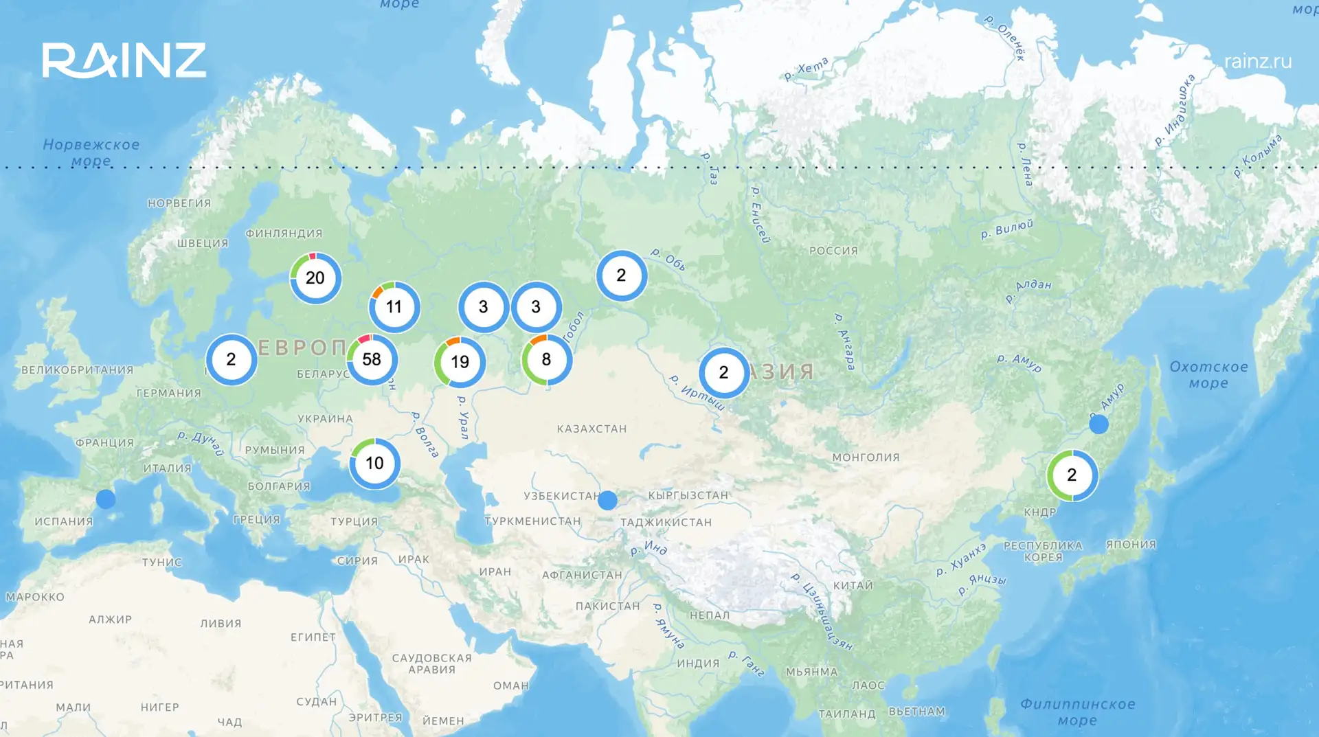 География RAINZ: 140+ объектов, от Калининграда до Владивостока