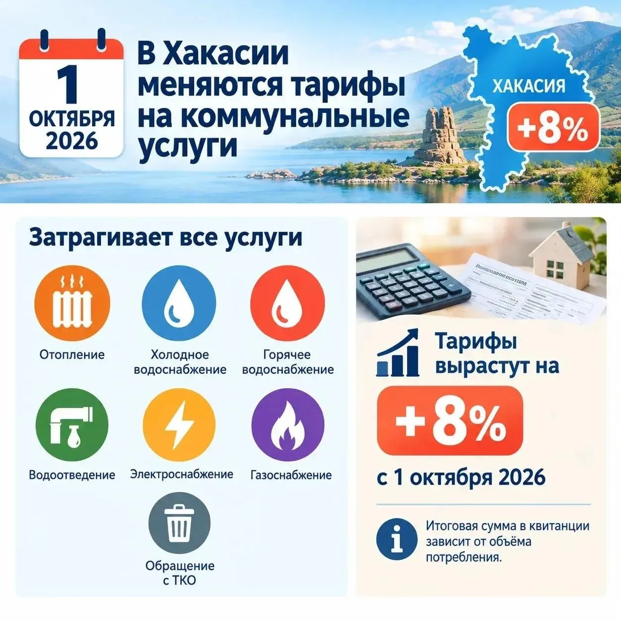 С 1 октября в Хакасии меняются тарифы на коммунальные услуги
