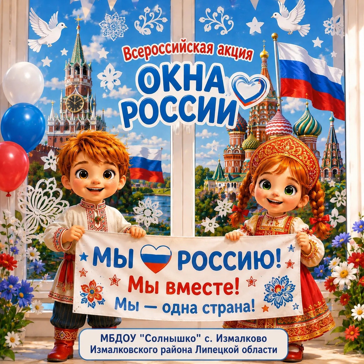 ☀Всероссийская акция "Окна России🇷🇺".
#дсСолнышкоИзмалково
#ДеньРоссии
#ОкнаРоссии