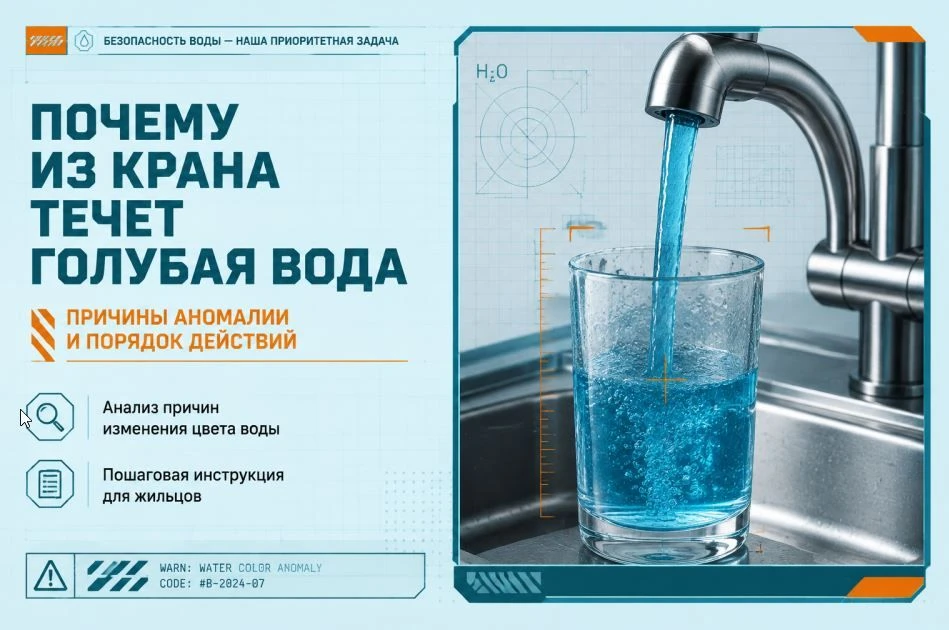 Почему из крана течет голубая вода?