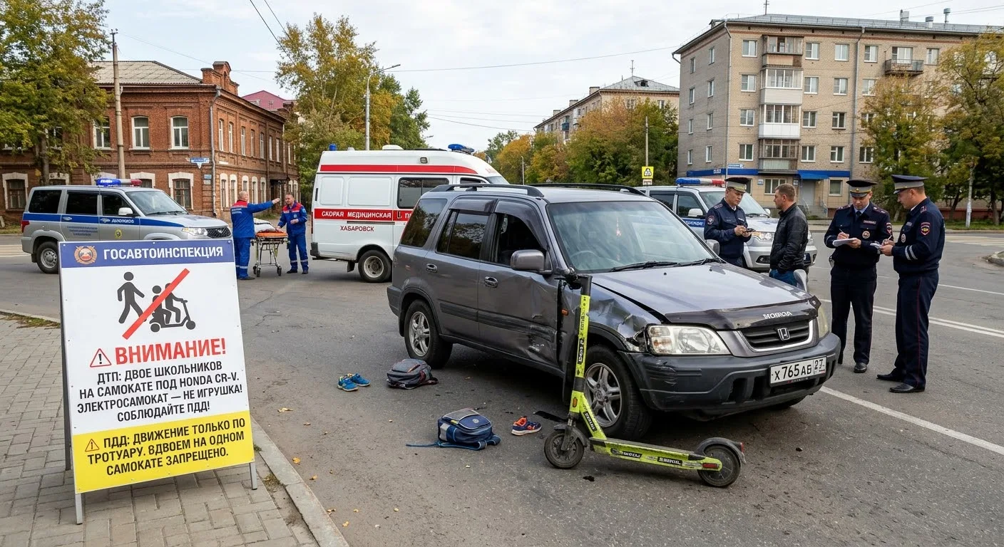 🚨 ДВОЕ 12-ЛЕТНИХ ШКОЛЬНИКОВ НА ОДНОМ САМОКАТЕ ПОПАЛИ ПОД HONDA CR-V