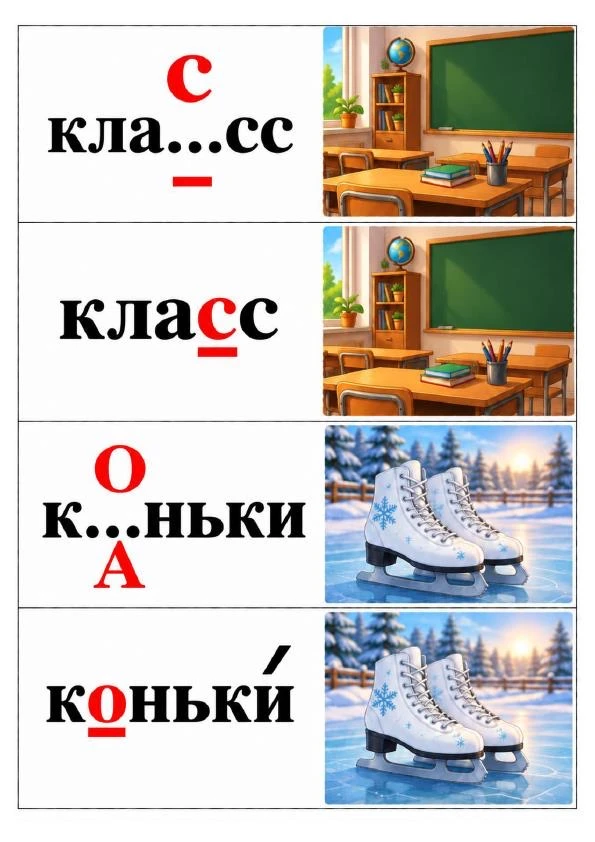 Как выглядят карточки со словарными словами?
