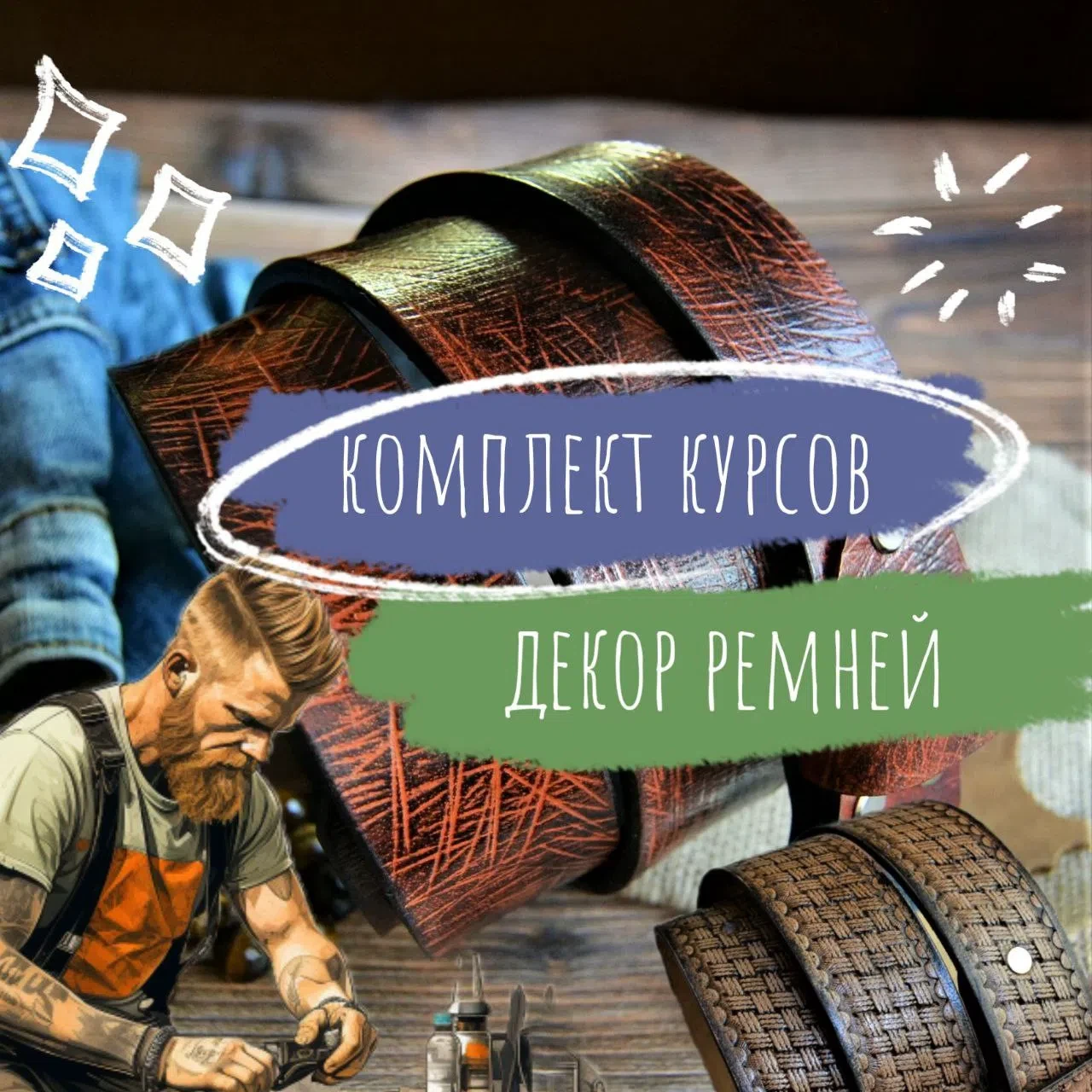 🔥🔥Акция месяца. Скидка 30%! 
💯Комплект Курсов "Декор и тиснение ремней"! 
 
😎Для всех, кто хочет