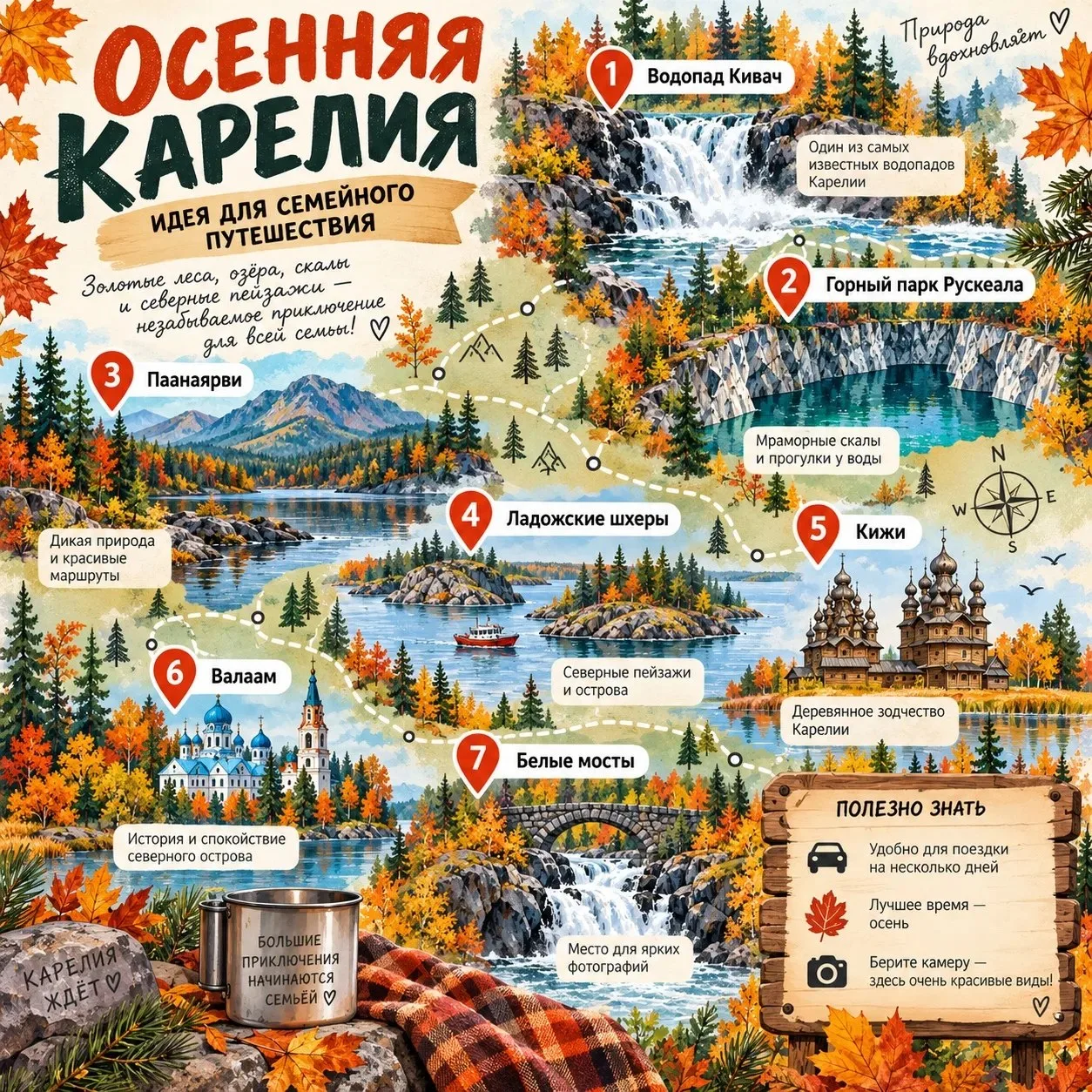 Осенняя Карелия — идеальный вариант для семейного отдыха. В это время природа особенно ...